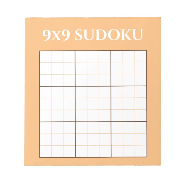 Bloc De Notas Naranja Pastel 9 por 9 Sudoku Plantilla (Frente)