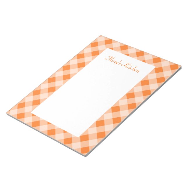 Bloc De Notas Naranja personalizado Gingham Notepad (Lado Derecho)