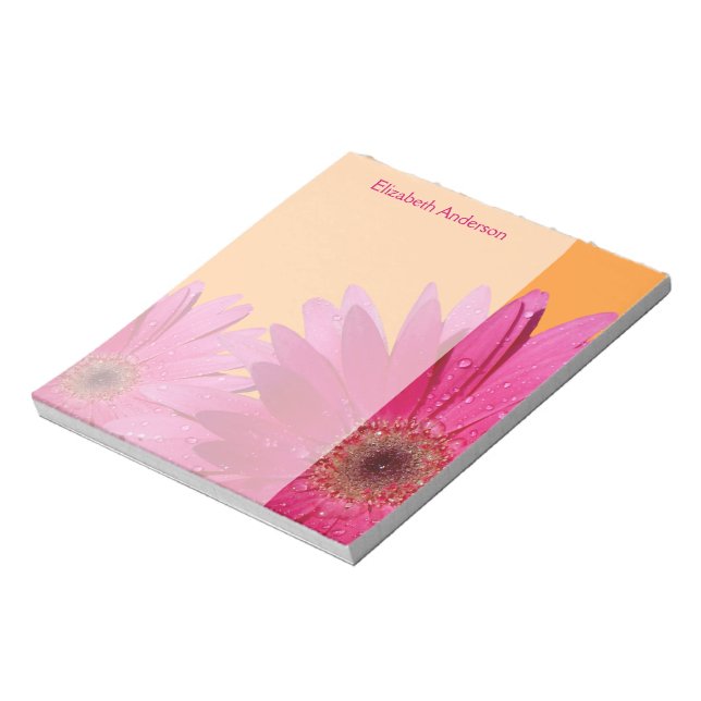Bloc De Notas Naranja Rosa Gerbera Daisy Notepad (Lado Izquierdo)