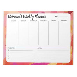 Bloc De Notas Naranja Rosa Resumen Semanal Para Hacer Notepad De