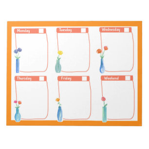 Bloc De Notas Naranja semanal de Planner Rose Bouquet