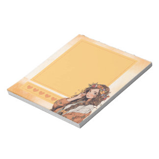 Bloc De Notas Naranja Simple Cute Anime Boho Notepad