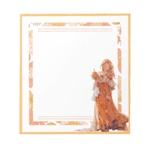 Bloc De Notas Naranja Simple Cute Anime Boho Notepad