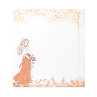 Bloc De Notas Naranja Simple Cute Anime Boho Notepad