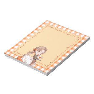 Bloc De Notas Naranja Simple Cute Anime Boho Notepad