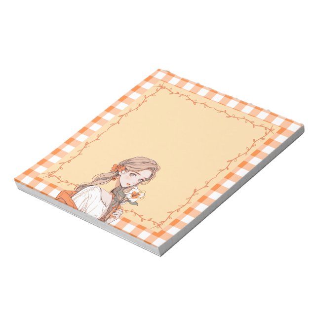 Bloc De Notas Naranja Simple Cute Anime Boho Notepad (Lado Izquierdo)