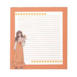Bloc De Notas Naranja Simple Cute Anime Boho Notepad