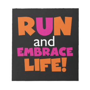 Bloc De Notas Naranja Texto rosado Fitness Corriendo Maratón