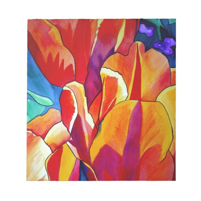 Bloc De Notas Naranja Tulips pintura de flores acuarelas (Frente)