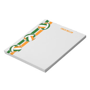 Bloc De Notas naranja verde equipo colores entrenador de voleibo