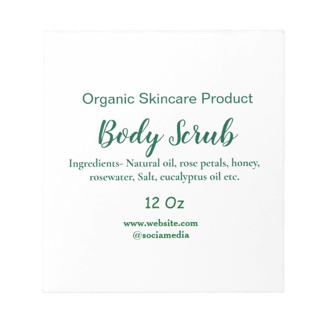 Bloc De Notas Naturaleza verde orgánica exfoliación corporal man (Frente)