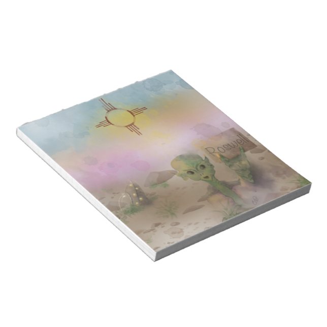 Bloc De Notas Nave espacial Alien Crash Roswell Nuevo México (Lado Derecho)