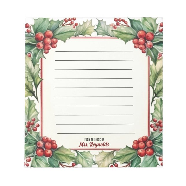 Bloc De Notas Navidad personalizada desde el escritorio de nombr (Frente)