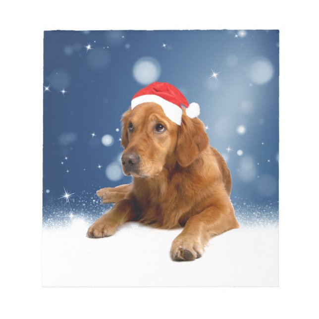 Bloc De Notas Navidades adoran la nieve del perro de Santa Hat (Frente)