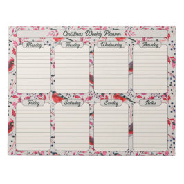 Bloc De Notas Navidades Aves Planner Semanal Botánico