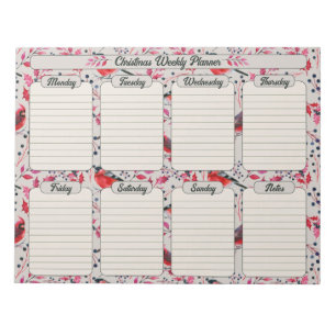 Bloc De Notas Navidades Aves Planner Semanal Botánico