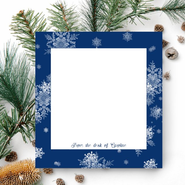 Bloc De Notas Navidades azules Copos de nieve Notepad (Blue Christmas Snowflakes Personalized Notepad)