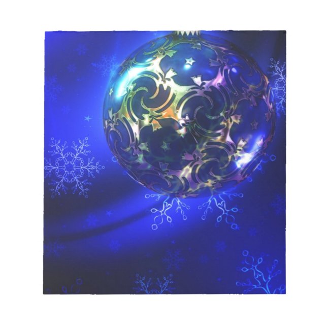 Bloc De Notas Navidades azules eléctricos diseño bauble, persona (Frente)