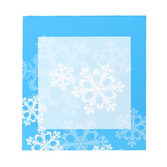 Bloc De Notas Navidades blancos y azules con copos de nieve (Frente)