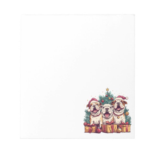 Bloc De Notas Navidades Bulldog inglés Santa Hats (Frente)