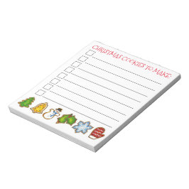 Bloc De Notas Navidades Cookies Para Hacer La Lista De Comestibl