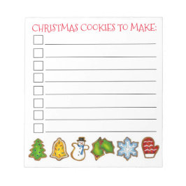 Bloc De Notas Navidades Cookies Para Hacer La Lista De Comestibl