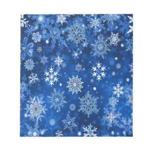 Bloc De Notas Navidades Copos de nieve azules y plateados
