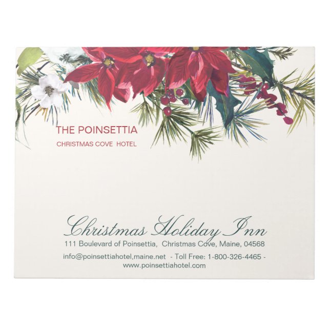 Bloc De Notas Navidades de acuarela Poinsettia & Holly, pino (Frente)