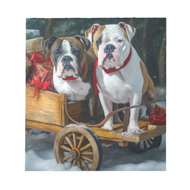 Bloc De Notas Navidades de American Staffordshire Snowy Sleigh (Frente)