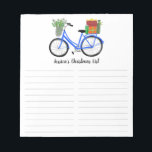Bloc De Notas Navidades de bicicleta PERSONALIZADO de vacaciones<br><div class="desc">Haga sus listas de compras con estilo con este personalizable de compras,  planificación de comidas o lista de tareas pendientes. Personalizar o añada texto para satisfacer sus necesidades. Mantenga o elimine las líneas también. Revisa mi tienda para más tamaños y estilos!</div>