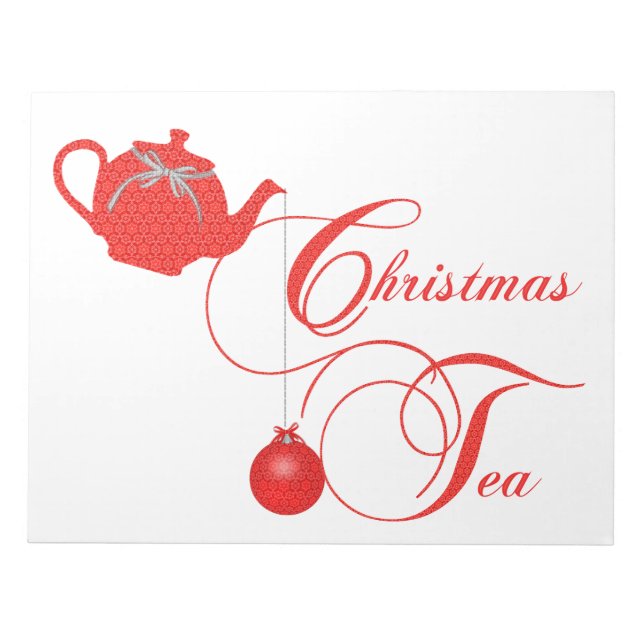 Bloc De Notas Navidades de encaje rojo Fiesta de té (Frente)
