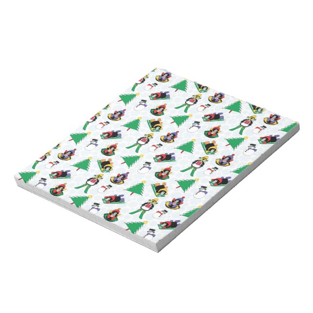 Bloc De Notas Navidades de esquí de pingüino (Lado Izquierdo)
