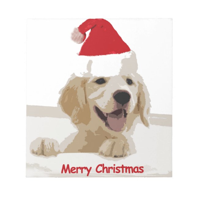 Bloc De Notas Navidades de Golden Retriever con Santa Hat (Frente)