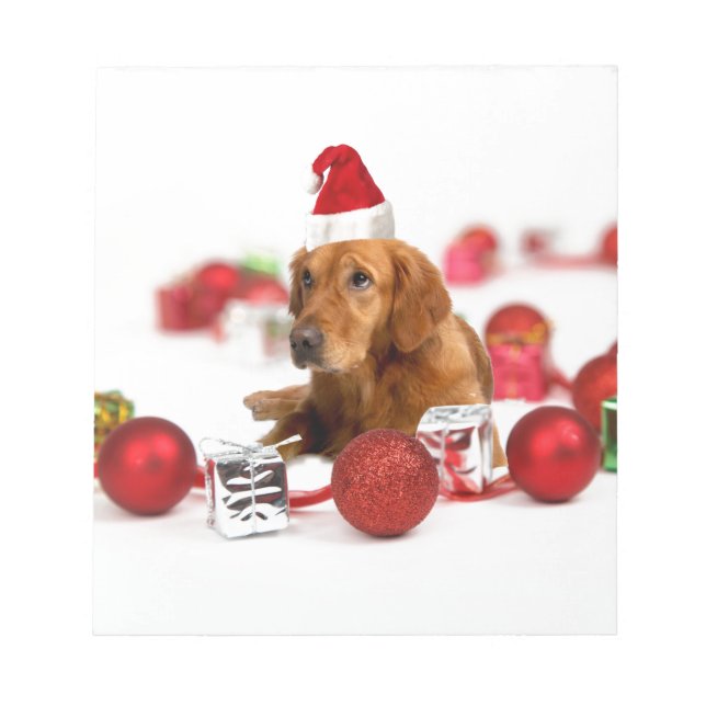 Bloc De Notas Navidades de Golden Retriever Dog W Red Santa Hat (Frente)