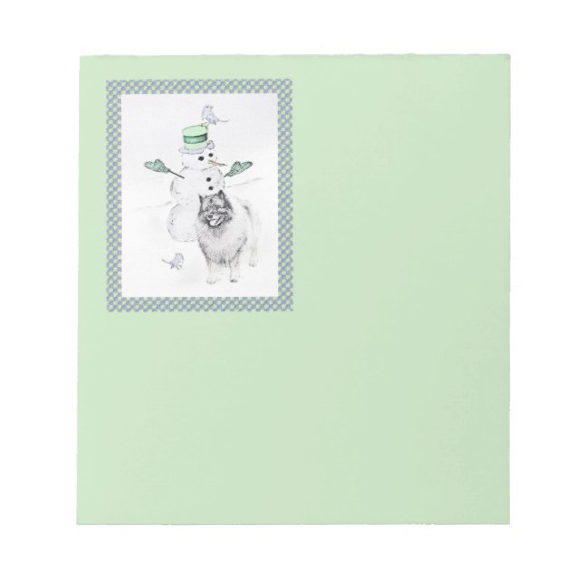 Bloc De Notas Navidades de Keeshond Snowman pinta arte de perro (Frente)