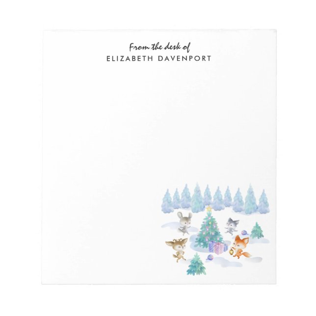 Bloc De Notas Navidades de los animales del bosque bailando acua (Frente)