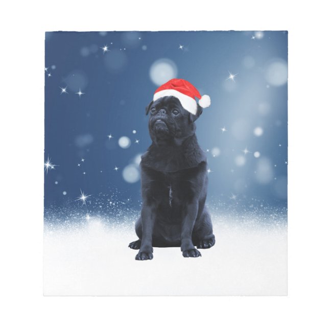 Bloc De Notas Navidades de perro de cerdo negro de Santa Hat est (Frente)