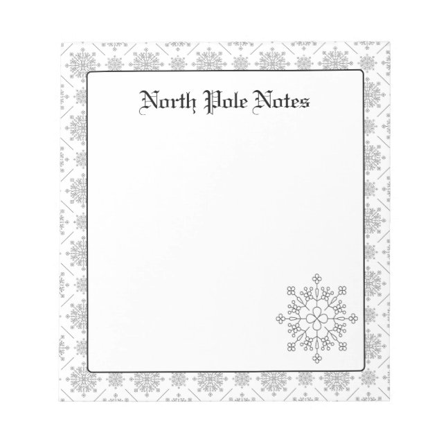 Bloc De Notas Navidades de vacaciones Copos de nieve Notepads (Frente)