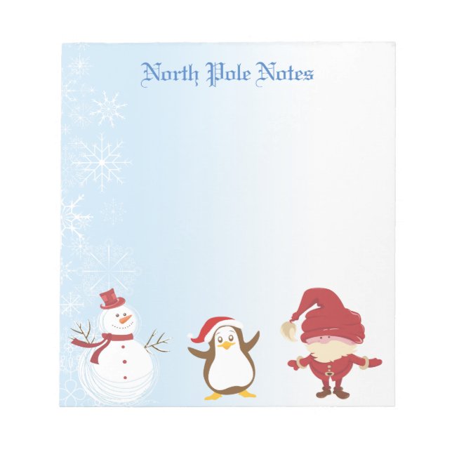 Bloc De Notas Navidades de vacaciones Snowman Penguin Santa Note (Frente)
