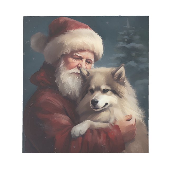 Bloc De Notas Navidades del festival Lapphund Santa Claus en Fin (Frente)