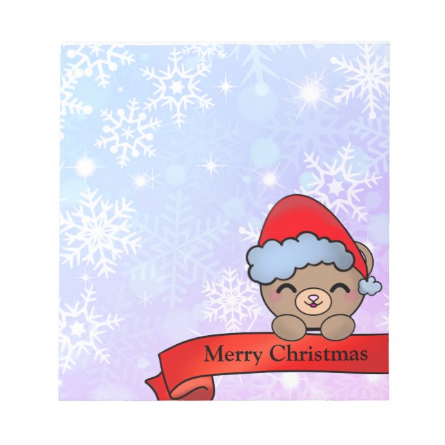 Bloc De Notas Navidades dulces Oso de peluche con copos de nieve (Frente)