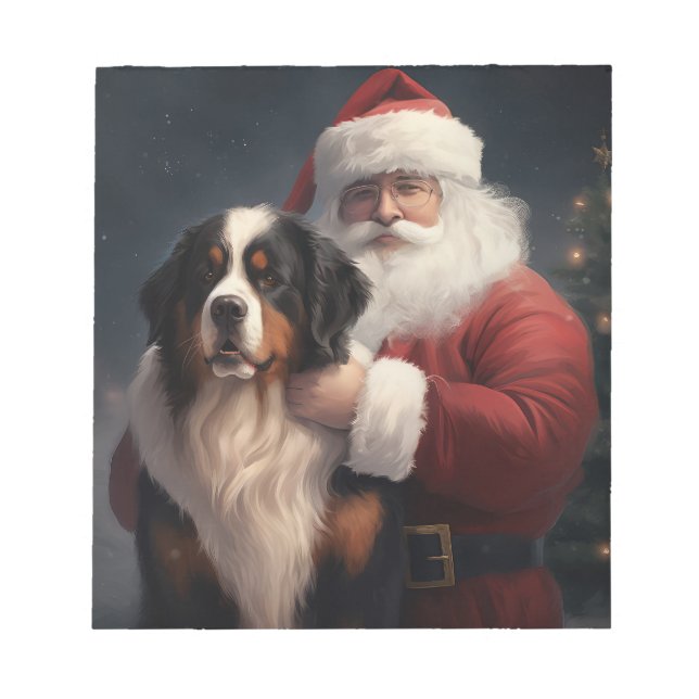 Bloc De Notas Navidades festivos Bernese Mountain Dog Santa Clau (Frente)