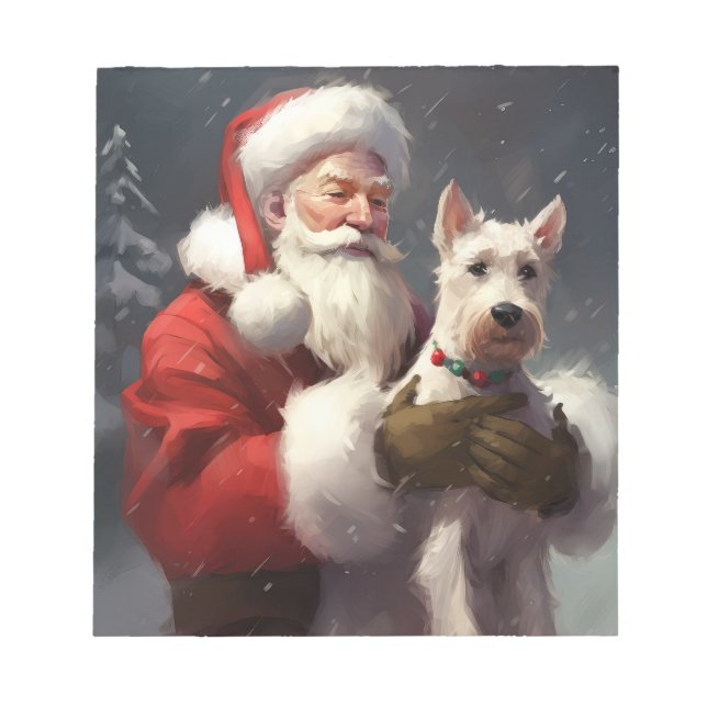 Bloc De Notas Navidades festivos de Wire Fox Terrier Santa Claus (Frente)