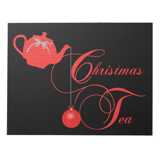Bloc De Notas Navidades Fiesta de té, encaje rojo (Frente)
