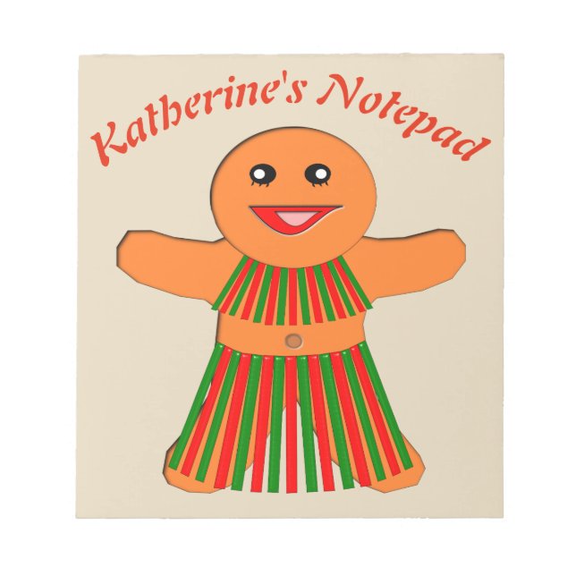 Bloc De Notas Navidades Fiesta Gingerbread Personalizado Notepad (Frente)