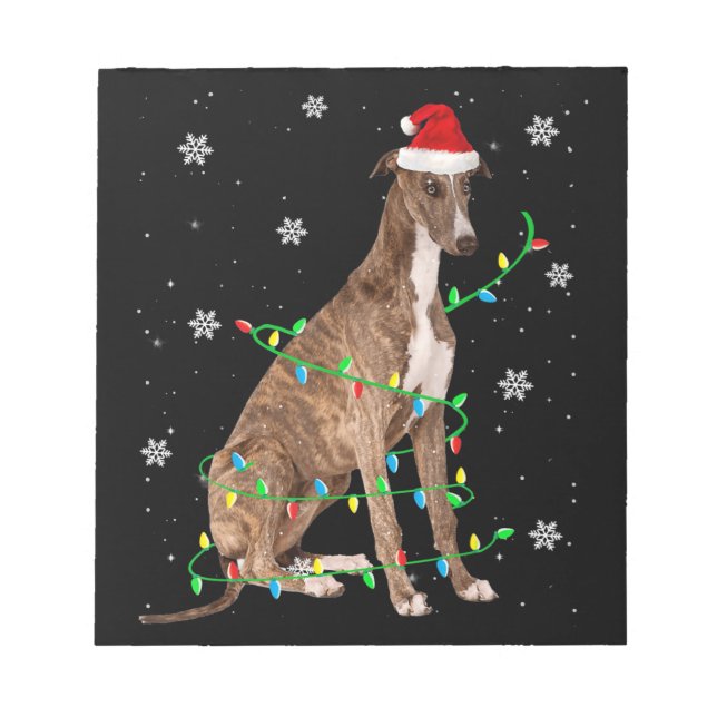 Bloc De Notas navidades grises iluminan lindo santa greyhound (Frente)