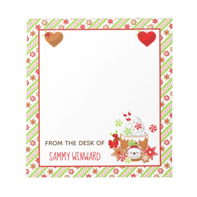Bloc De Notas Navidades Holiday Cocoa y Cookies Green Notepad (Frente)