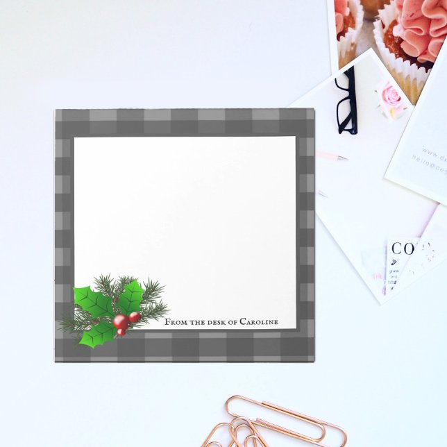 Bloc De Notas Navidades Holly Buffalo Plaid Personalizado Notepa (Subido por el creador)