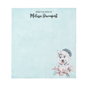 Bloc De Notas Navidades Husky Dog en Santa Hat