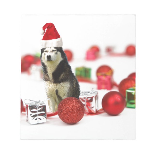 Bloc De Notas Navidades Husky siberianos con una caja de regalo  (Frente)